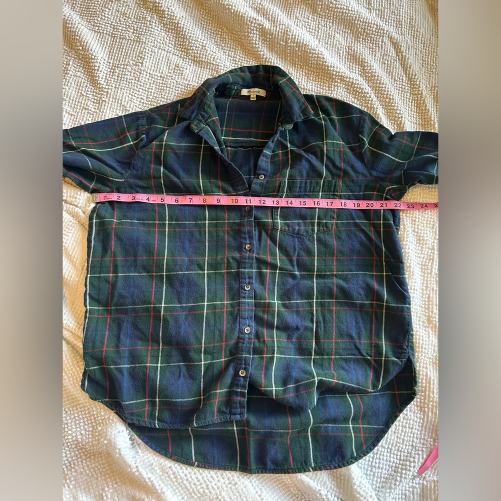Madewell Flannel Oversized Ex-Boyfriend Shirt in Dark Plaid size small - Picture 9 of 12